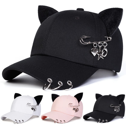Unisex Cat Ear Pin Love Baseball Caps Spring Autumn Outdoor Adjustable Casual Hats Sunscreen Hat Sports Cap
