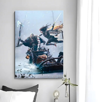 Game G-God of War Poster  Self-adhesive Art Waterproof Paper Sticker Coffee House Bar Room Wall Decor
