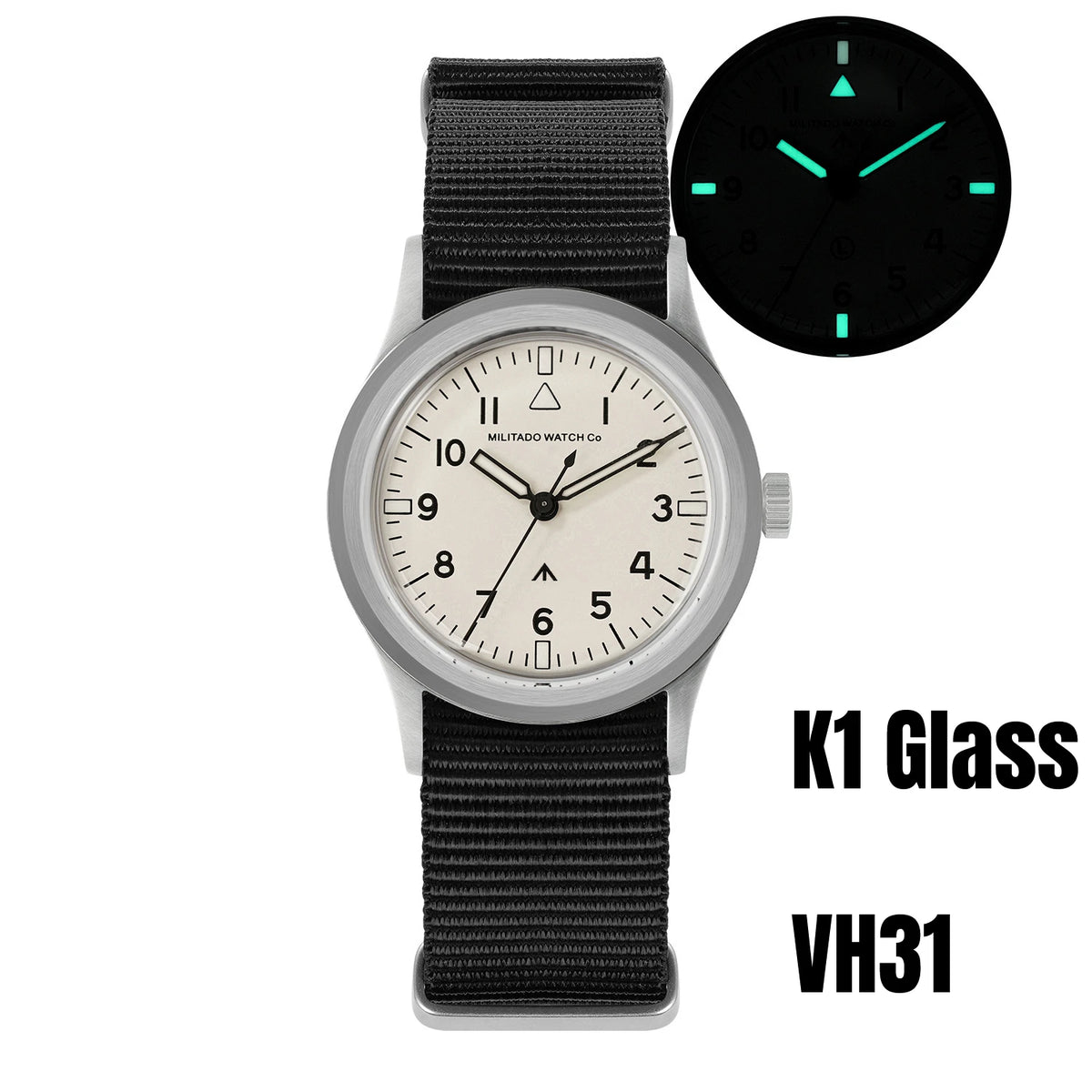 Militado ML14 Quartz Watch VH31 Movement Bubble Sapphire Crystal Vintage Watch 100m Waterproof BGW9 C3 Luminous Watch