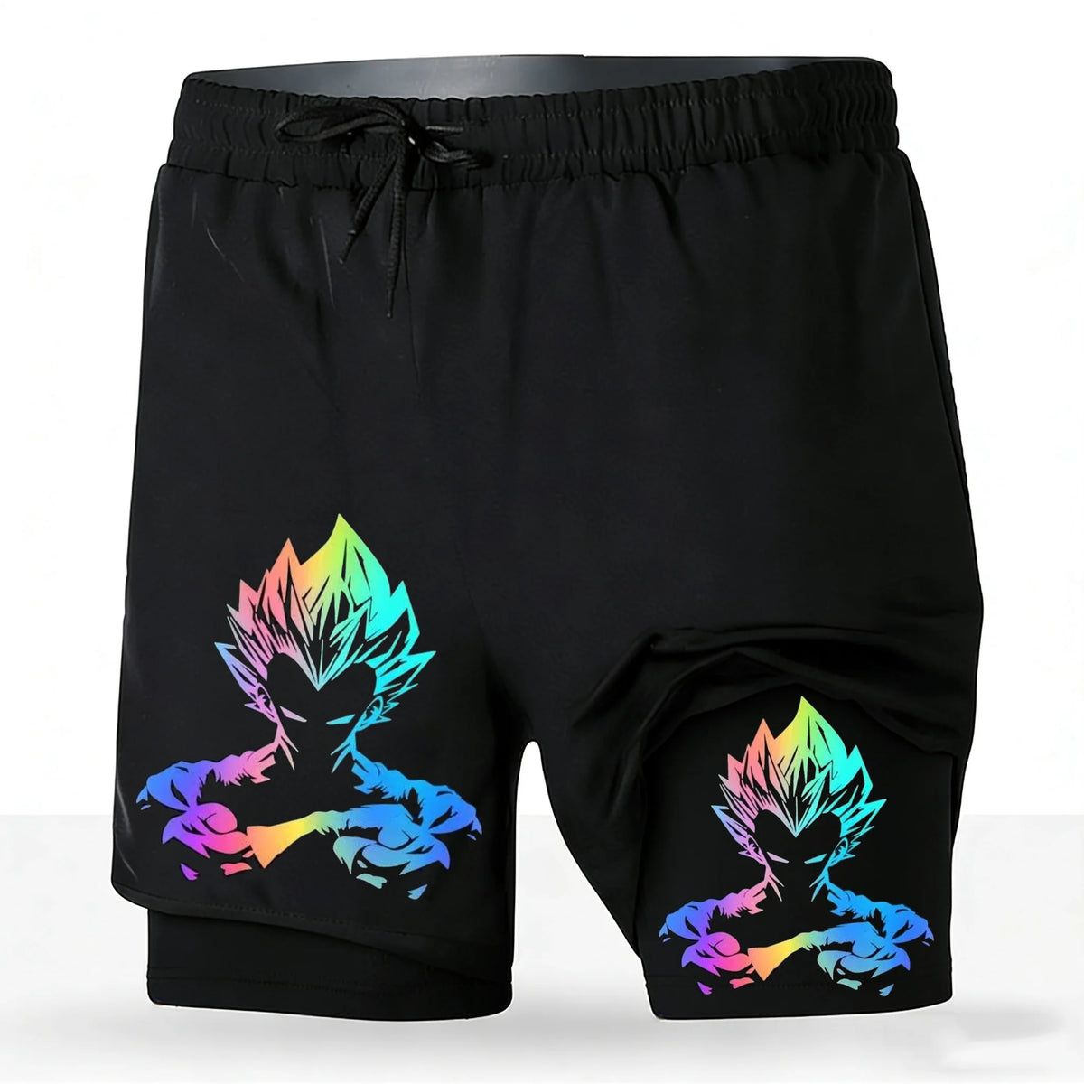 Men's Dragon Ball Anime 2-in-1 Running Shorts Majin Vegeta Print Quick Dry Athletic Workout Shorts 2026 New Unisex