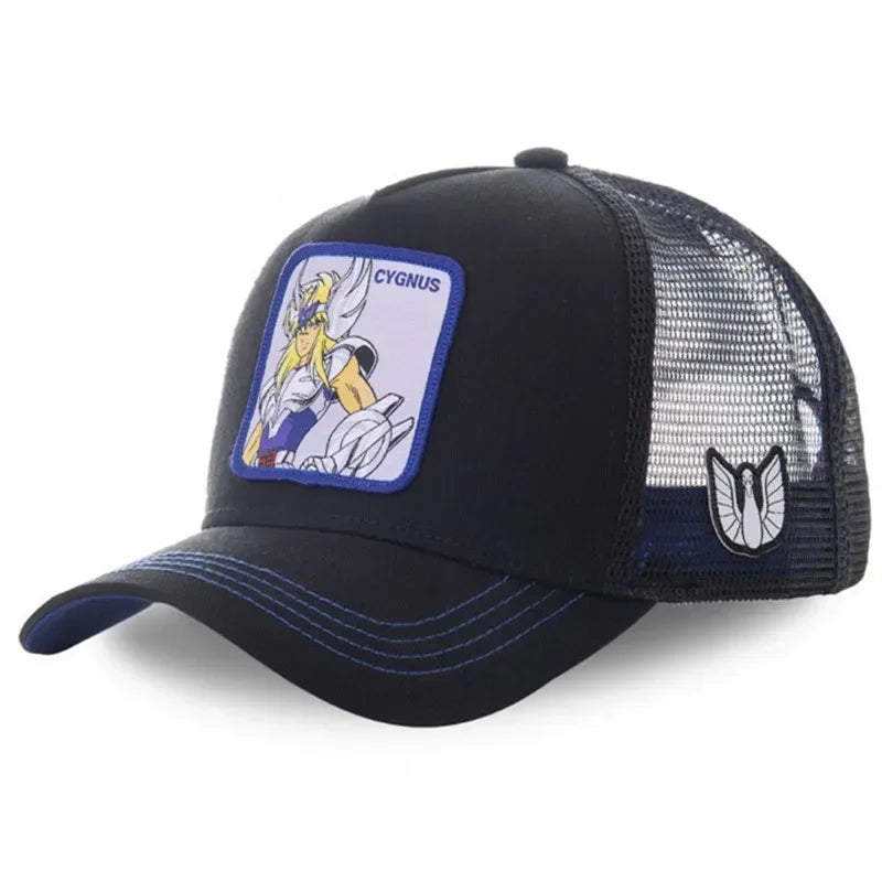 Saint Seiya pamut anime rajzfilm snapback pamut baseball sapka férfiak nők hiphop apa hálós teherautós sapka dropshipping