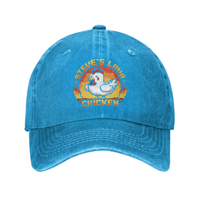 Șapcă de baseball unisex „Chicken Jockey Lava Chicken Print Steves Hat Fashion Distressed Washed”, ajustabilă