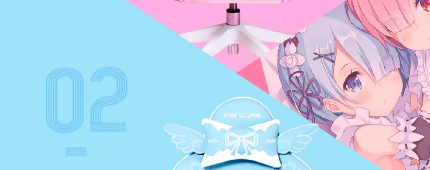 Pink Cartoon Electric Sound Girl Office Chair 360 ° Lift Rotating Home Computer Game Student Learning to Upgrade Latex Cushion