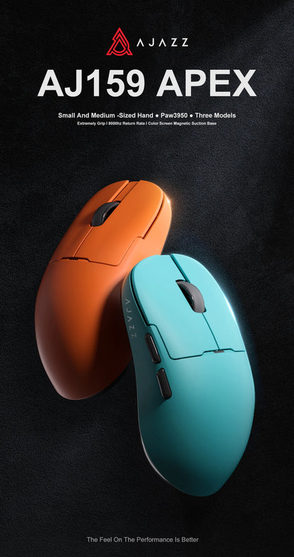 AJAZZ AJ159 APEX belaidė žaidimų pelė, lengva RGB žaidimų pelė su magnetine įkrovimo stovele, „Bluetooth“ ir 2.4GHz, iki 30,000 DPI, skirta stacionariems kompiuteriams ir nešiojamiesiems kompiuteriams