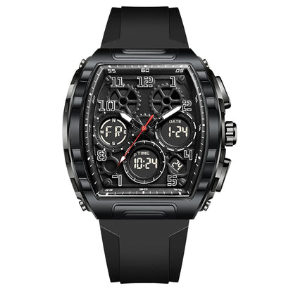 FOXBOX Men Watch Luminous White Silicone Waterproof Quartz Watch For Men Fashion Analog Digital Alarm Chronograph Montre Homme