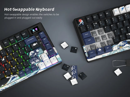 womier S-K80 Gamer Keyboard with Color OLED Display Mechanical Gaming Keyboard Hot Swappable Gasket Mount RGB Custom Keyboard