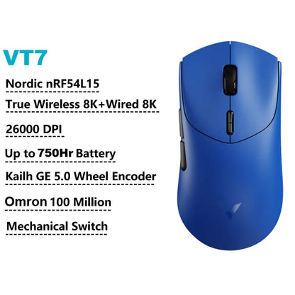 Rapoo GEN-2 VT7 Wireless Gaming Mouse, 8K Polling Rate, 53g Lightweight Gaming Mouse, 26K DPI, Macro Enabled, Rechargeable Gaming Mouse