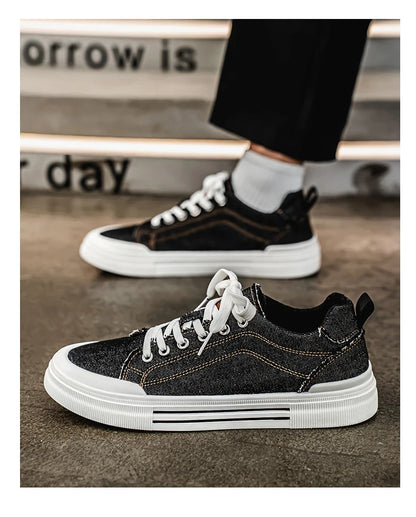 Personalized Spring and Autumn New Men's Shoes, Korean Style Fashionable Large Size Low-Top Casual Shoes, Denim Single Shoes, Versatile Sneakers