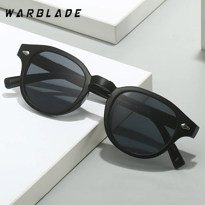 Simple Vintage Round Sunglasses Women Men 2025 Luxury Brand Design Retro Rivet Yellow Blue Lens Square Sun Glasses Female UV400