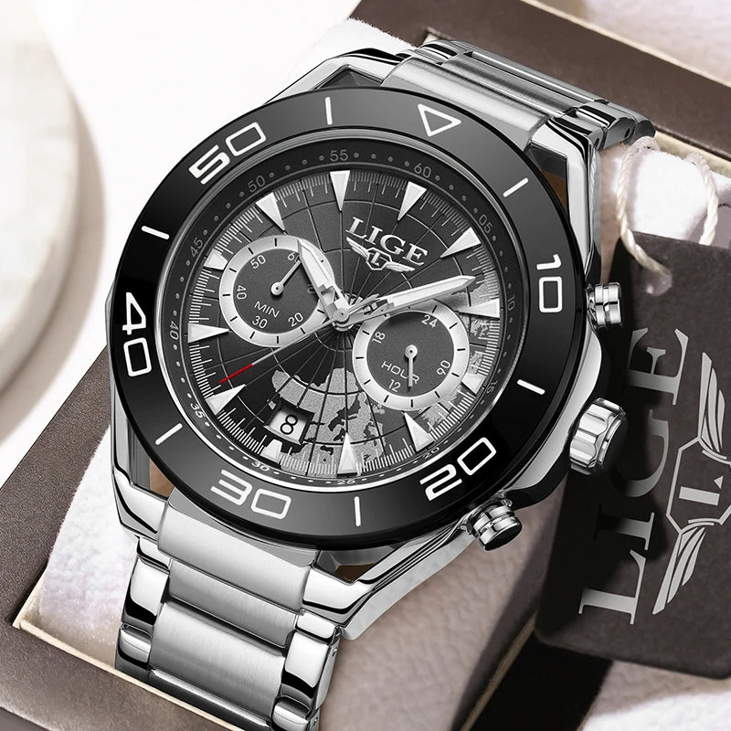 LIGE Top Brand Luxury Mens Watches Casual Business Watch Men Fashion Waterproof Military Men's Quartz Wristwatch Montre Homme