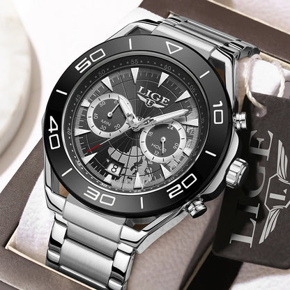 LIGE Top Brand Luxury Mens Watches Casual Business Watch Men Fashion Waterproof Military Men's Quartz Wristwatch Montre Homme