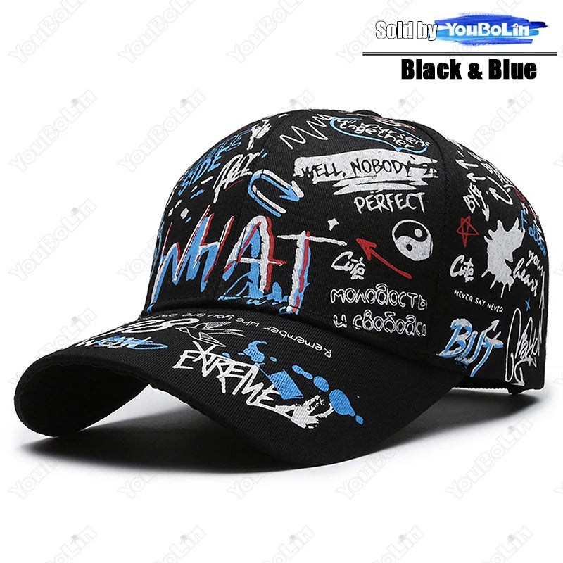 Graffiti Baseball Cap for Men Women – Cotton Adjustable Hat Street Style Snapback