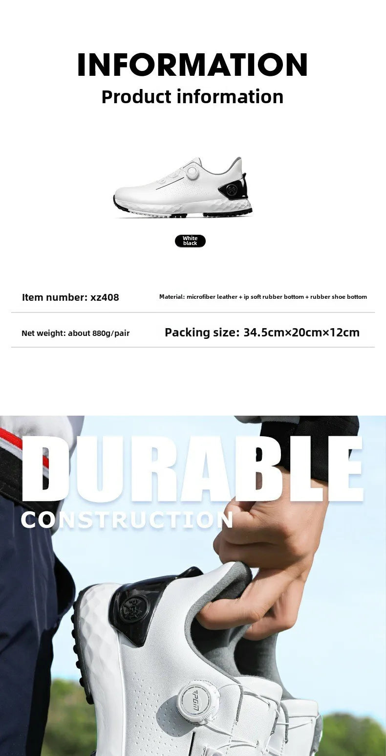 PGM golf-sneakers til herrer – komfortabel støddæmpning, drejeknap-snørebånd, vandtætte og skridsikre, med højdeøgning XZ408