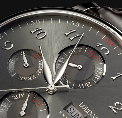 Luxury Brand Switzerland LOBINNI Ewiger Kalender Automatische mechanische Herrenuhr Saphirglas Multifunktionsuhr L13019-8