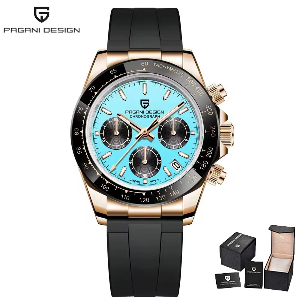 PAGANI DESIGN V2 40MM Quadrante meteorite Orologio da uomo al quarzo Cronografo retro in zaffiro Orologio impermeabile da uomo Reloj0 hombr