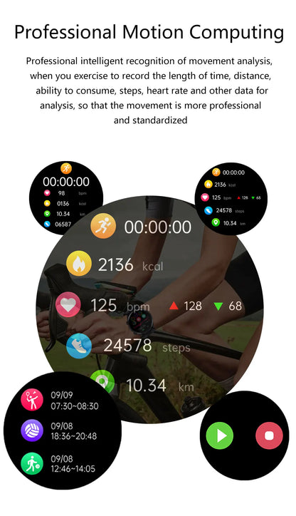 2026New Blood Pressure Air Pump Airbag Accurate Measure Smart Watch Men Micro Physical Examination Health ECG Smartwatch NFC BOX