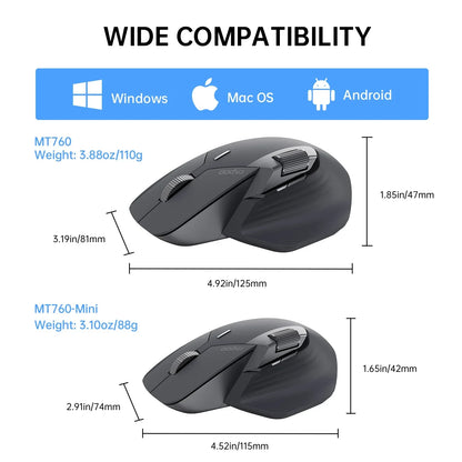 Rapoo MT760L/MT760M vícerežimová dobíjecí bezdrátová myš, ergonomická, 4000 DPI, podpora až 4 zařízení, Bluetooth myš