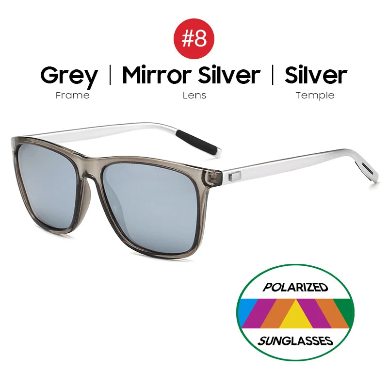VIVIBEE Luxury Square Polarized Sunglasses Men Driving Blue Mirror Lens Classic Unisex Sun Glasses 2026 Trends Women Shades