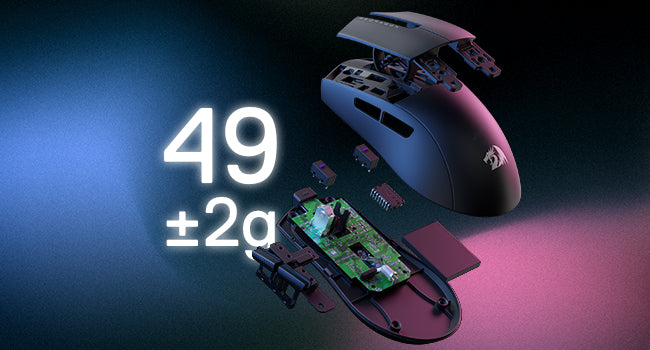 Redragon M916 trådløs gamermus, 49G ultralet 8K DPI 2.4G trådløs gamingmus med ergonomisk, naturligt greb