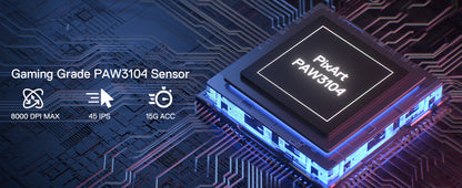 Redragon M916 trådløs gamermus, 49G ultralet 8K DPI 2.4G trådløs gamingmus med ergonomisk, naturligt greb