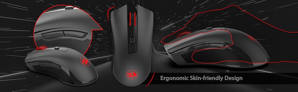 Mouse wireless ottico Redragon M652 2.4G con ricevitore USB, mouse portatile per gaming e ufficio, 5 livelli DPI regolabili