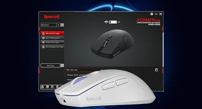 Redragon M618 LIT Wireless Gaming Mouse, 10000 DPI Ergonomic Optical Mouse with Bluetooth, 2.4GHz Wireless, 6 Programmable Buttons for PC & Laptop