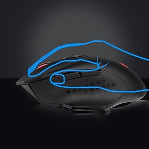 Redragon M656 Gainer Wireless Gaming Mouse, 4000 DPI 2.4GHz Wireless Gaming Mouse with 7 Programmable Buttons, 5 DPI Levels & Red LED Backlight