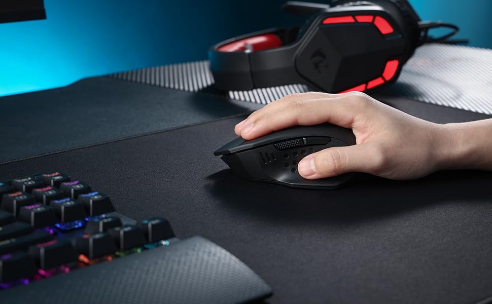 Redragon M656 Gainer Wireless Gaming Mouse, 4000 DPI 2.4GHz Wireless Gaming Mouse with 7 Programmable Buttons, 5 DPI Levels & Red LED Backlight