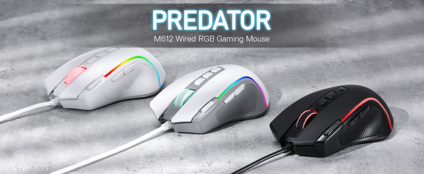 Redragon M612 RGB Gaming Wired Mouse, 8000 DPI Optical Gaming Mouse with 9 Programmable Buttons, RGB Backlit Gamer Mouse for PC & Laptop